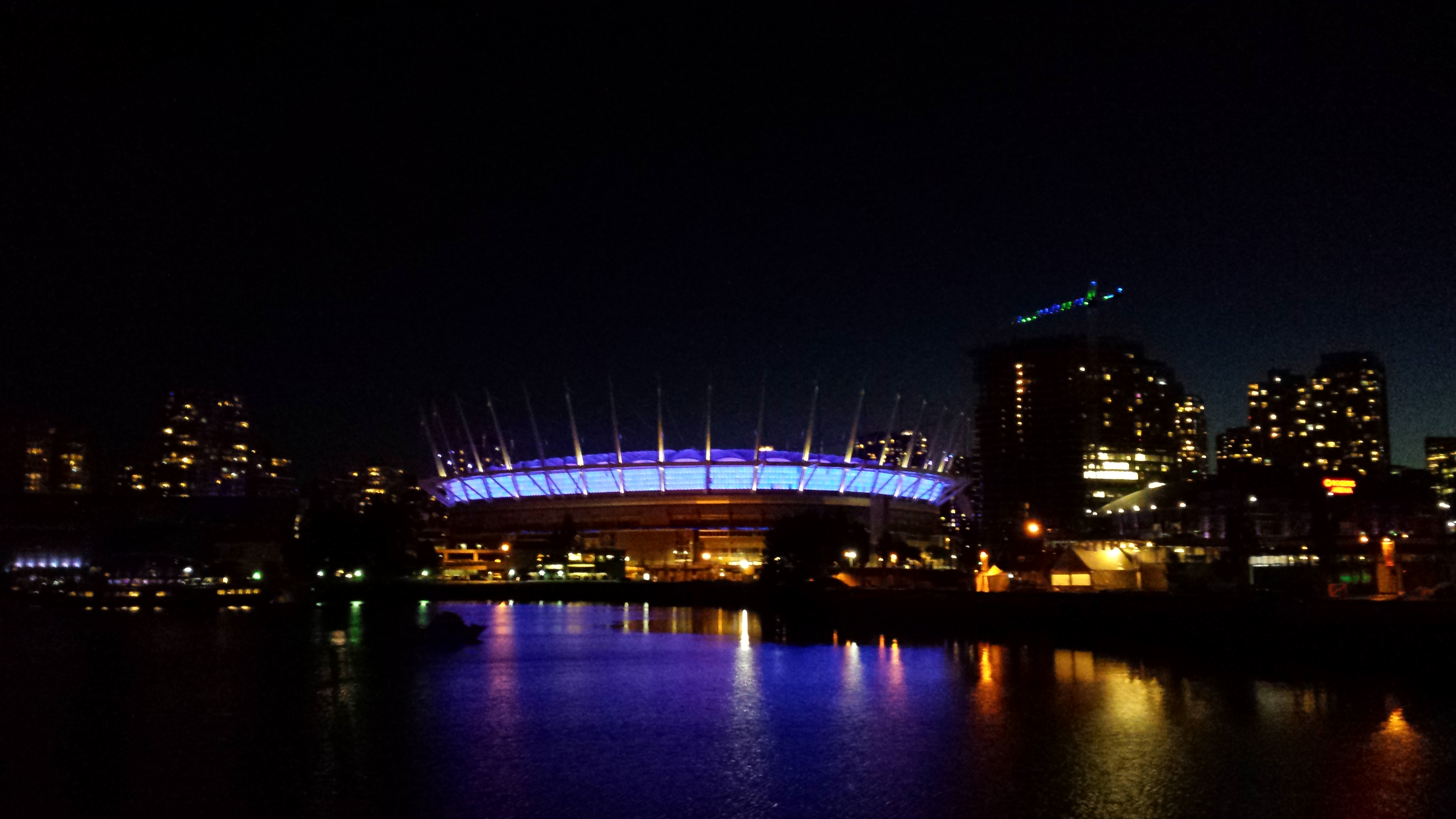 BC Place glows purple in support of WEAAD 2018