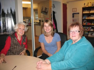 Esther Braden Carly Aasen Barb Hood with the NWT Seniors Society 300x225