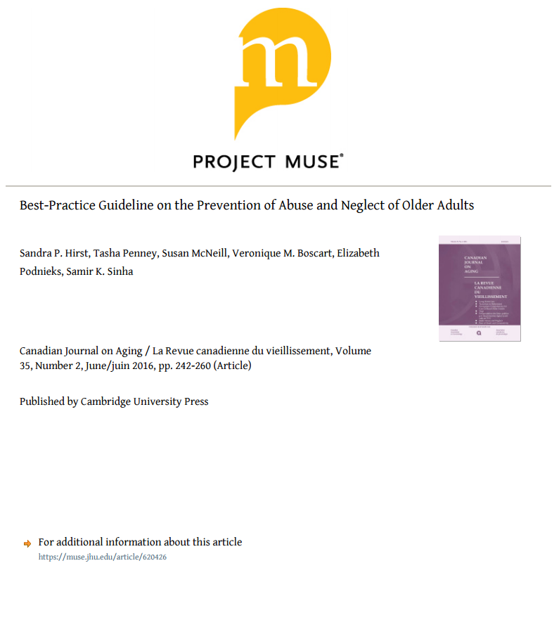 canadian journal on aging best practice guideline on the prevention of abuse and neglect of older adults